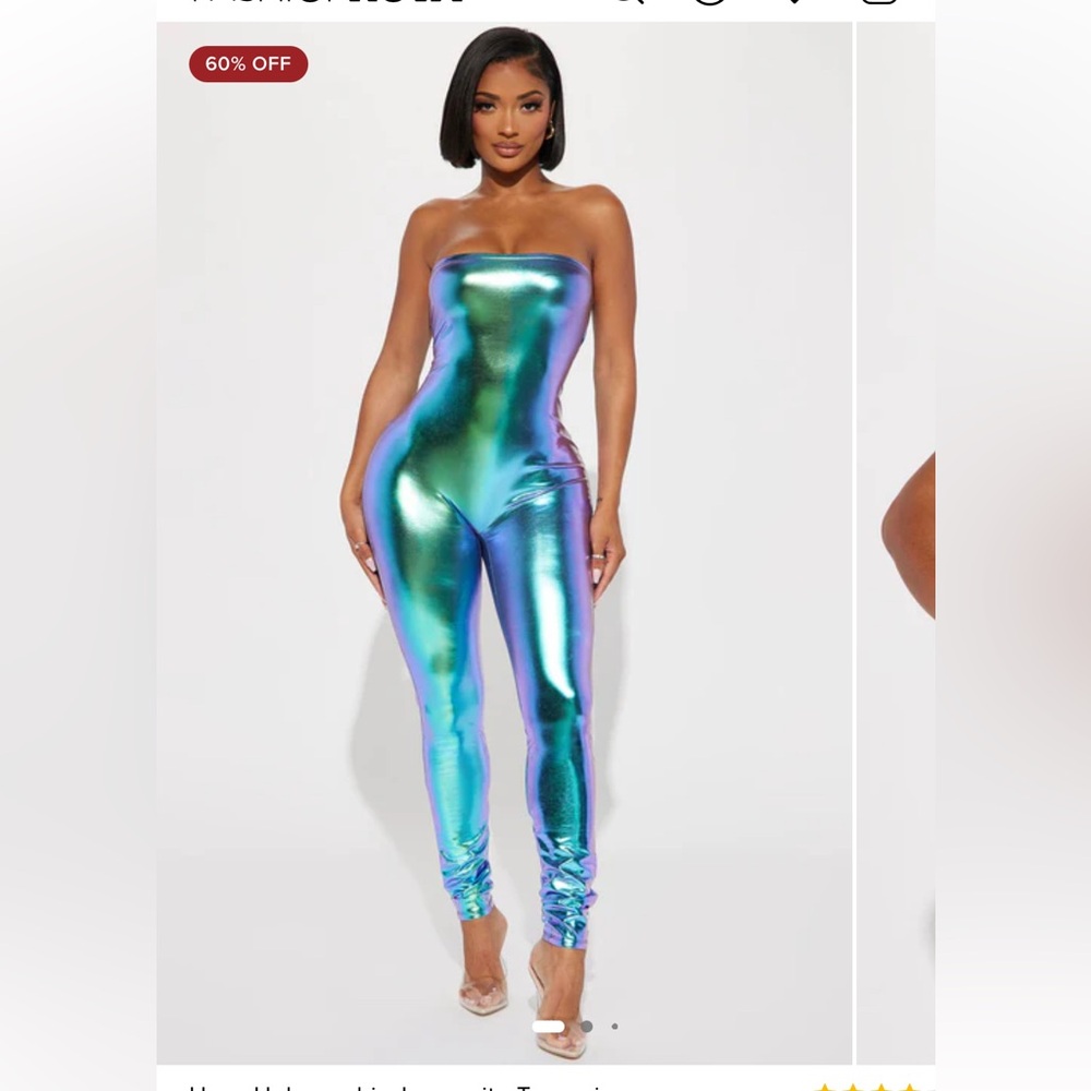 Fashionnova Hana Holographic Jumpsuit